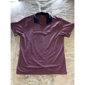Under Armour Polo Loose Fit Mens XXL Purple Blue Stripes Performance